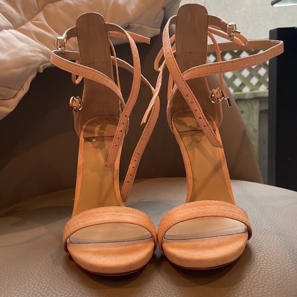 Tie Bow Lace Marciano Heels Peep Toe Sandals Strappy Tie - Picture 6 of 12